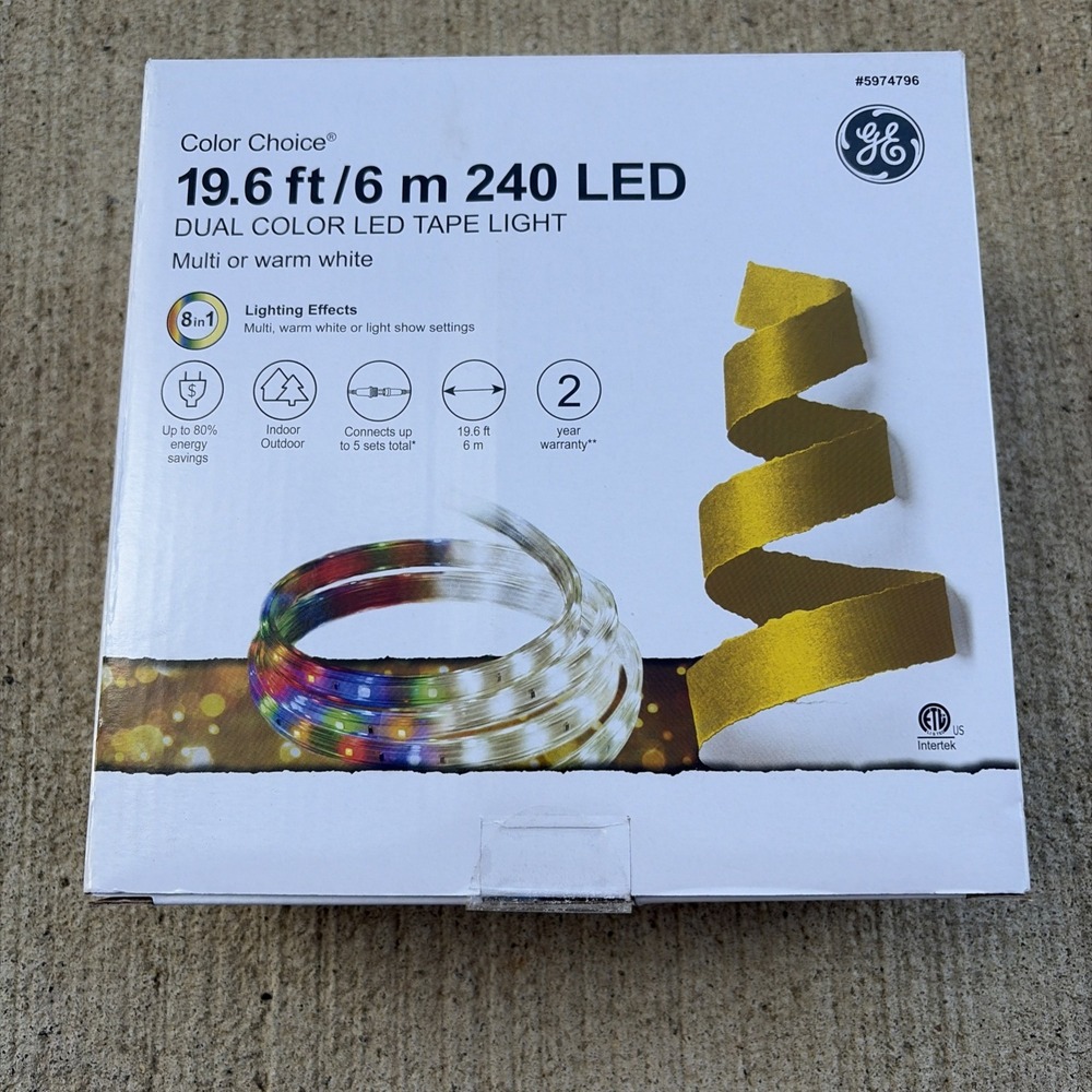 19.6 Foot GE Color Choice 240 LED Light Multicolor Christmas Tape Lights